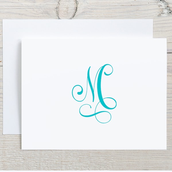 Script Monogram Note Cards, Personalized Folded Notecards, Initial Stationery, Stationary, Thank You Cards, Custom Greeting Cards