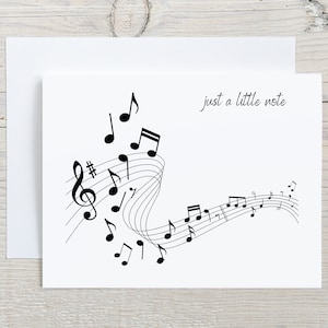 Just A Little Note, Music Note Cards Sets, Folded Notecards, Music Gift, Blank Greeting Cards