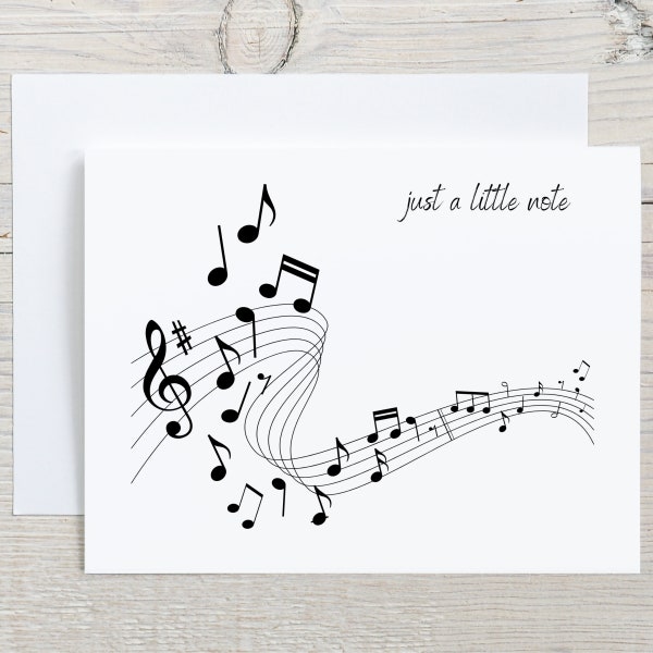 Just A Little Note, Music Note Cards Sets, Folded Notecards, Music Gift, Blank Greeting Cards