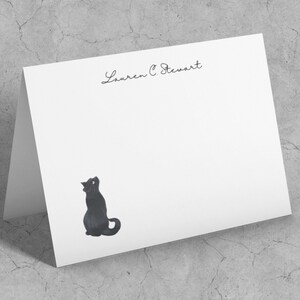 Adoring Black Cat Note Cards Stationary Set, Cat Personalized ...