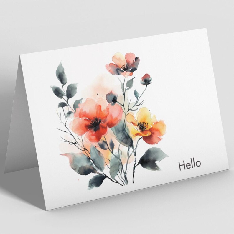 Personalized Flowers Note Cards, Watercolor Floral Stationery for Her ...