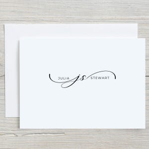 Personalized Stationary Set, Classic Flat Note Cards, Custom Initials Cards, Gift for Her