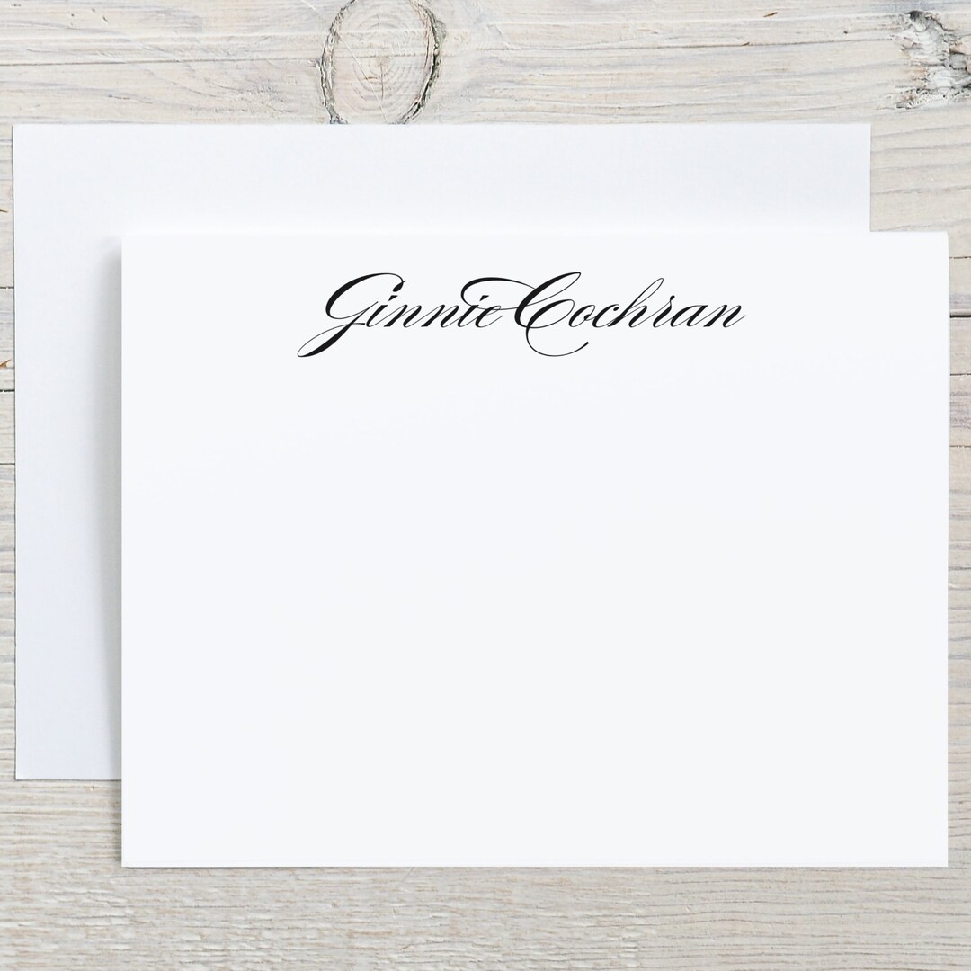 Classic Script Personalized Note Cards, Simple Elegant Modern Luxury ...