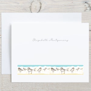 Sandpipers Personalized Note Cards Stationary Sets, Beach Birds Folded Notecards, Stationery Cards, Greeting Cards