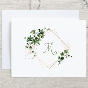 Monogram Note Cards Sets, Folded Initial Notecards, Personalized Stationary Cards, Blank Stationery Greeting Cards