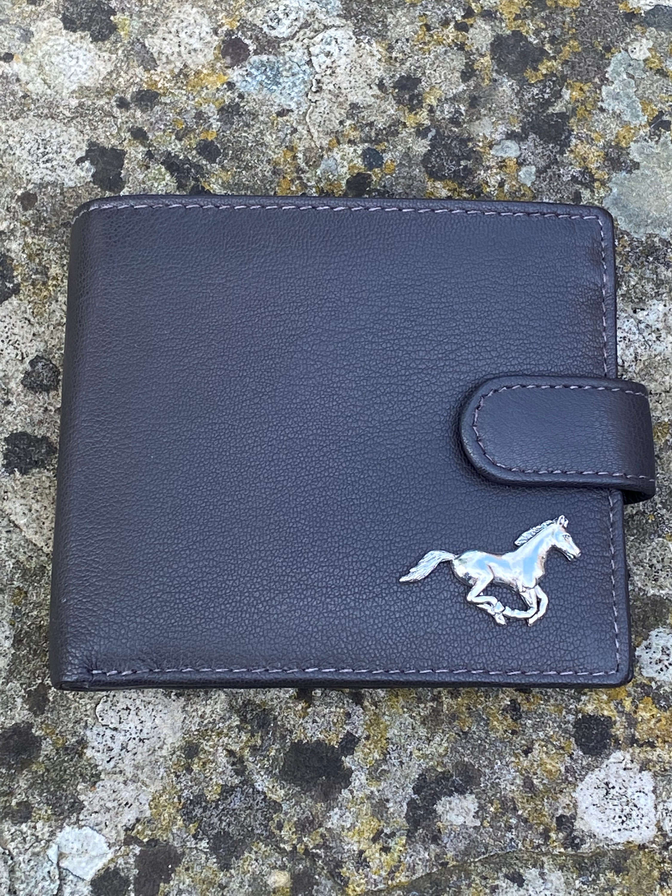 Horse Soft Leather Wallet Gift Boxed Detailed English Solid Pewter