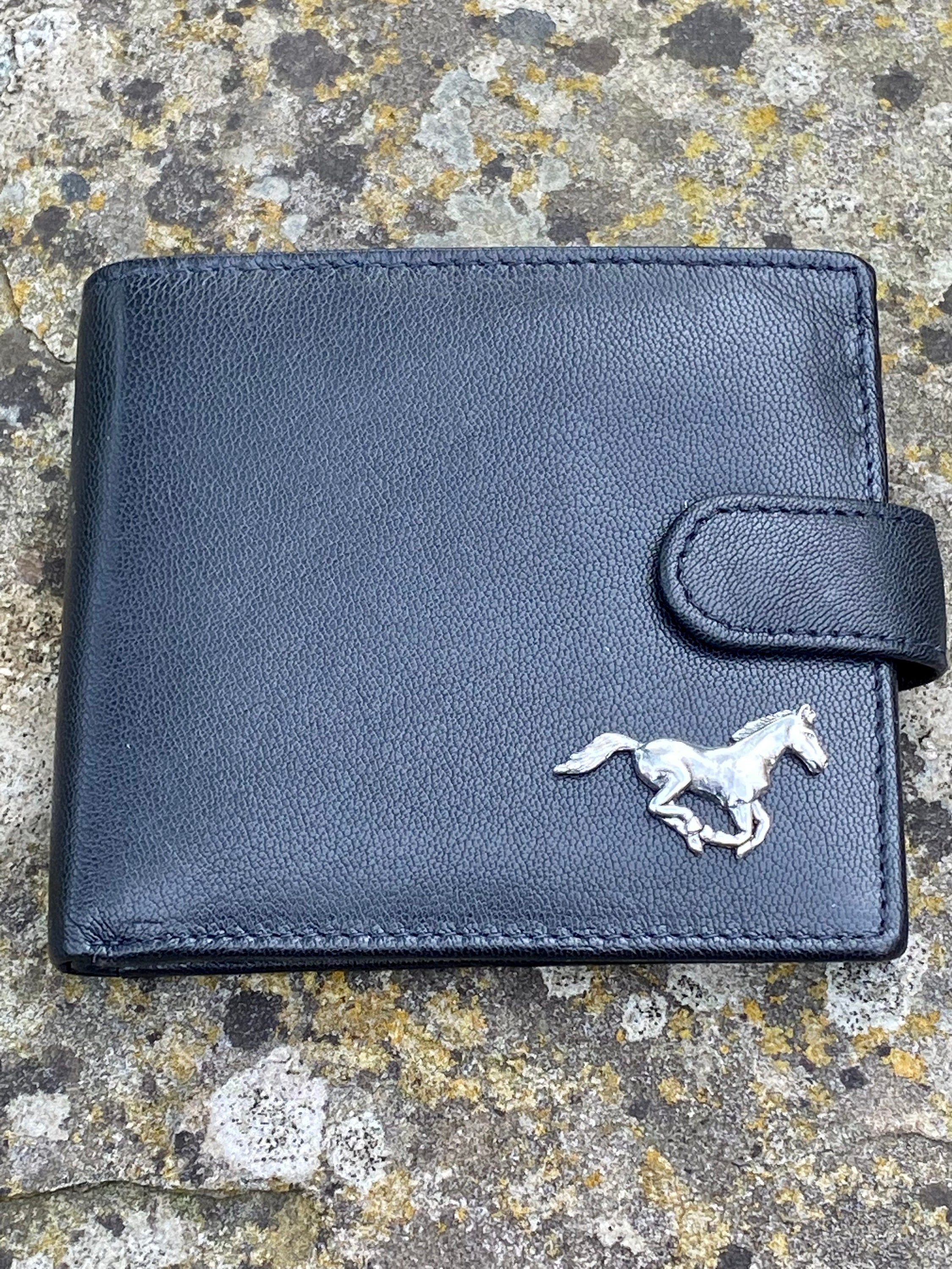 Horse Soft Leather Wallet Gift Boxed Detailed English Solid Pewter