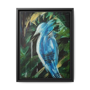 Blue Bird Matte Canvas Print, Black Frame