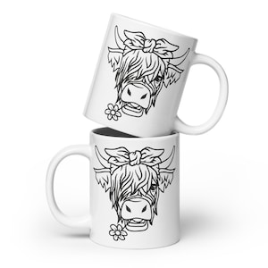 Xícara de café Highland Cow, Highland Coos, caneca de café, inauguração de casa, café, personalizado, presente, para ela, para ele, aniversário