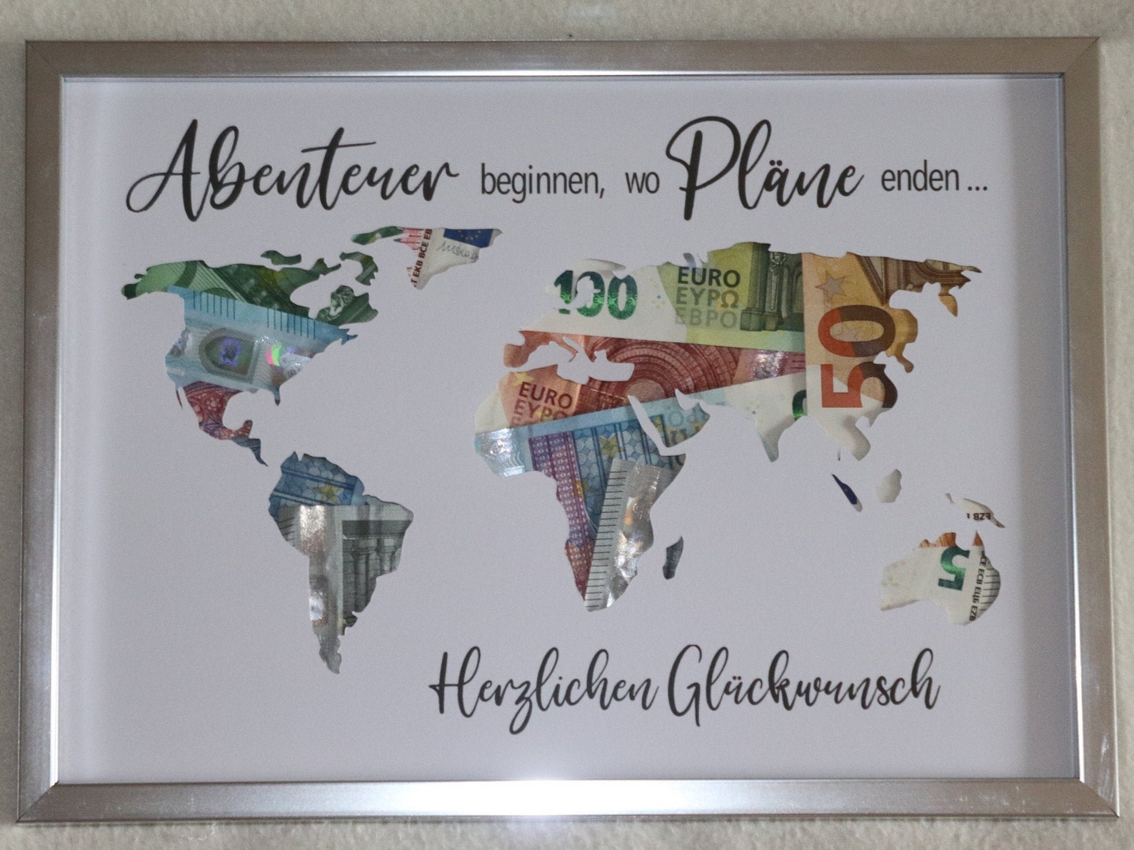 Geldgeschenk Weltkarte Personalisiert Weltreise Bilderrahmen Etsy