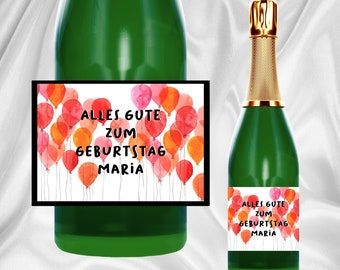 Personalisiertes Wein Flaschen Etikett Geschenk Ballons Geburtstag Cheers Geburtstagsgeschenk Freundin Freund Weinetikett Sticker