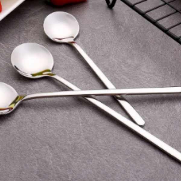 Contemporary round condiment spoons. Elegant touch for your charcuterie platter too!