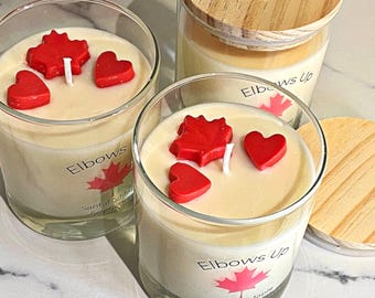 Elbows Up Candle | 7oz Natural Soy Candle | Santal & Maple Scent | Toxin-Free | Canadian Made | Clean Burning | Minimalist Luxury Candle