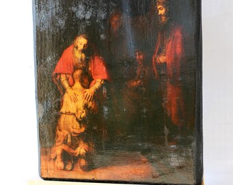 El icono del hijo pródigo, exposición en la pared, exposición en el caballete