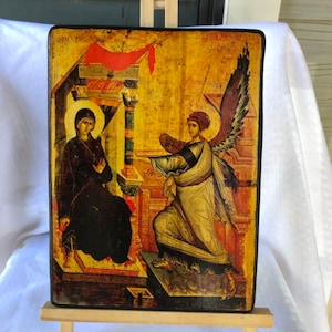 Annunciation icon, St. Mary icon, Virgin Mary icon, Coptic Art, Coptic icons, wall display, easel display