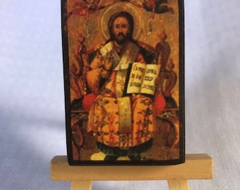 Pantocrator Icon, Coptic Art, Jesus Christ on the throne icon, Jesus Christ in Majesty icon, Christ Enthroned icon, Christ Almighty icon