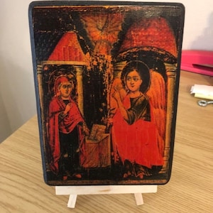 Annunciation icon, St. Mary icon, Virgin Mary icon, Coptic Art, Coptic icons, wall display, easel display