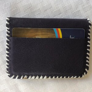 Cartera con tarjetero con costura hecha a mano, minicartera de cuero genuino para tarjetas de crédito, tarjeteros, Unsex, muchos colores