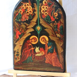 Nativity icon, can be on easel can be on wall