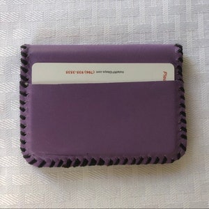 Cartera con tarjetero con costura hecha a mano, minicartera de cuero genuino para tarjetas de crédito, tarjeteros, Unsex, muchos colores