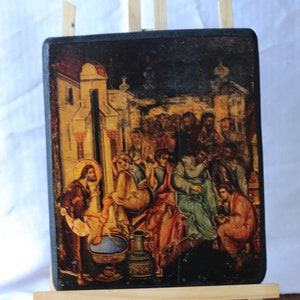 Washing feet of disciples icon, wall display, easel display