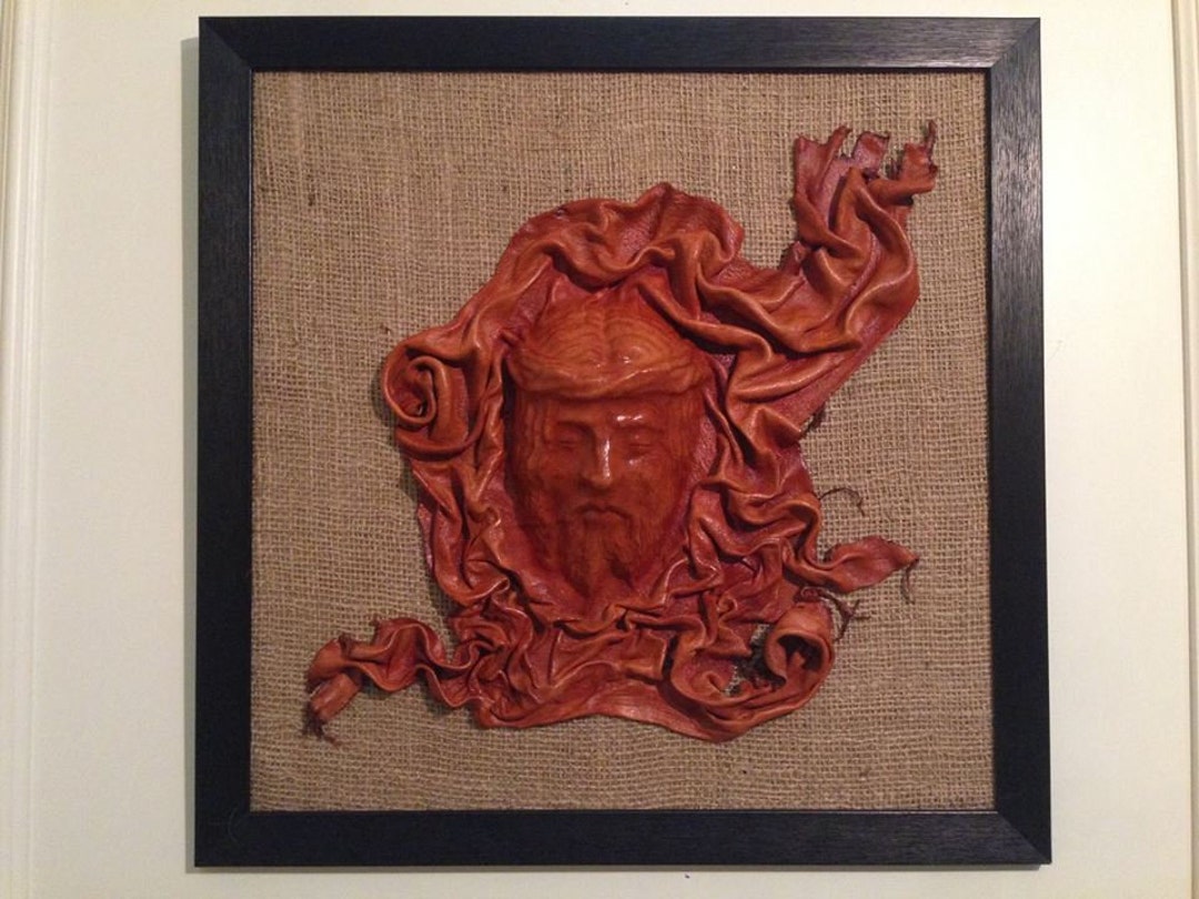 Leather Art Sculpture, Jesus Christ Mask, Three Dimensions, Leather ...