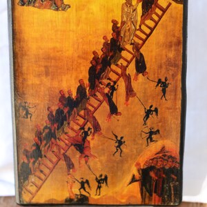 Spiritual war icon, Ladder of Divine Ascent icon, wall display, easel display