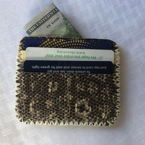 Cartera portatarjetas con costuras hechas a mano, estilo cuero de serpiente, Portatarjetas de monedero de billetera de tarjeta de crédito mini de cuero genuino, Unsex, 6 tarjetas