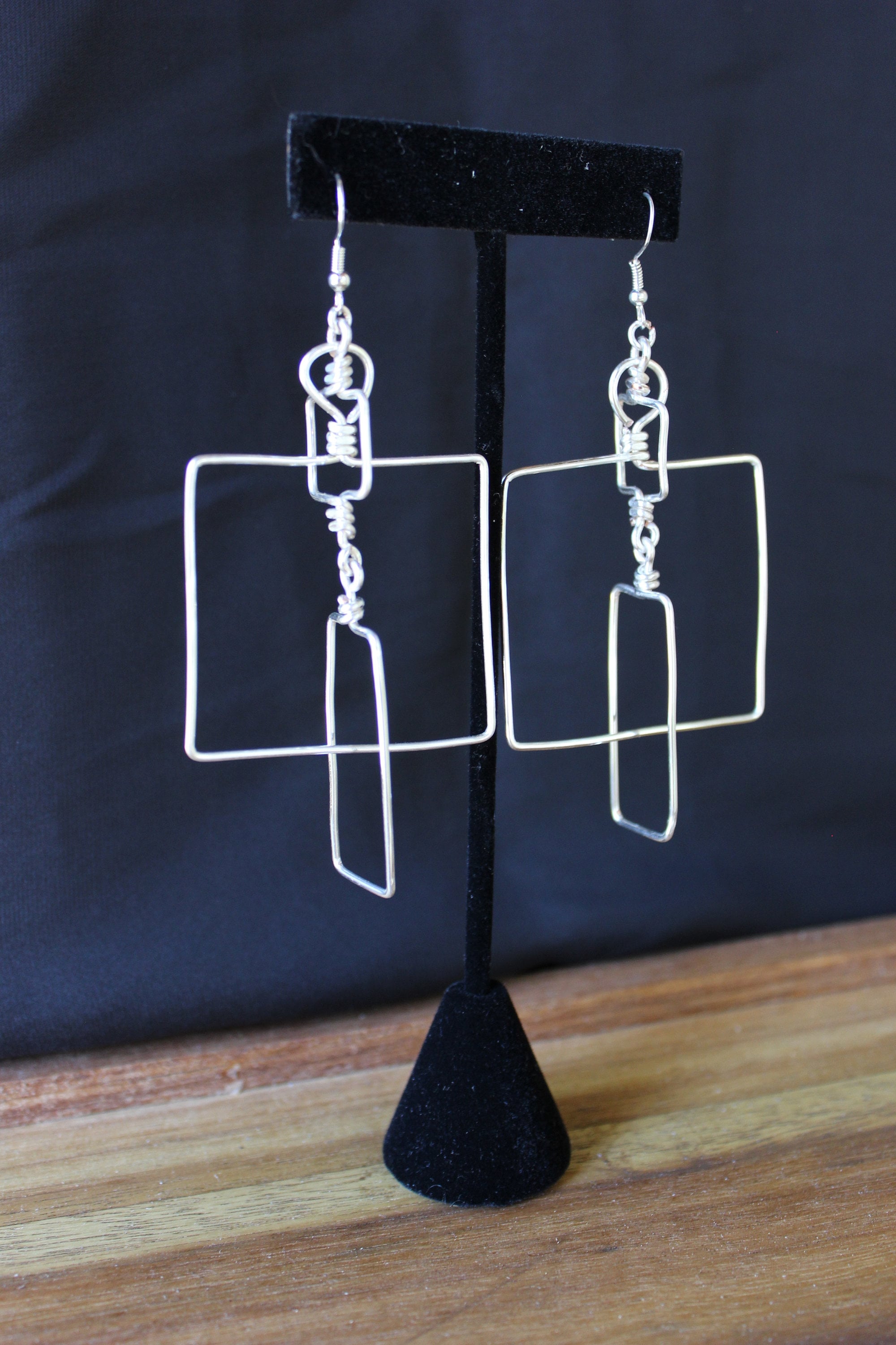 Handmade Three Dimensional Wire Art Earrings Inspired by Engineering
