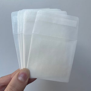 Set of 25, 50 or 100 Glassine envelope peel & seal with flap. Perfect for DIY Wax melts, seeds, wedding favour, mini confetti bags 65 x 65mm