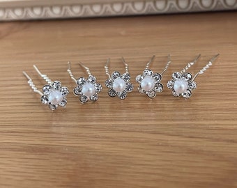 Pearl and diamanté hair pin accessory for wedding • party • hair pearl pin