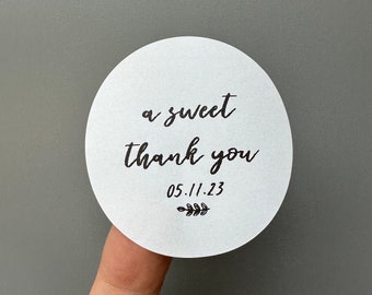 A Sweet Thank You Wedding Stickers, Custom Wedding Favour Labels, Personalised Wedding Stationery, Sweet Cart Stickers.