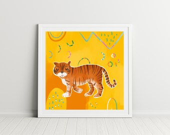 Tiger Art Print para guardería o dormitorio de niños / Nursery Wall Art / Decoración de pared / Regalo de baby shower /