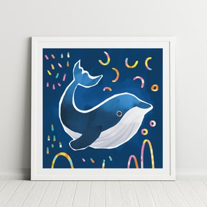 Whale Art Print for nursery or children&#39;s bedroom / Nursery Wall Art / Nautical / Wall Decor / Baby Shower Gift /