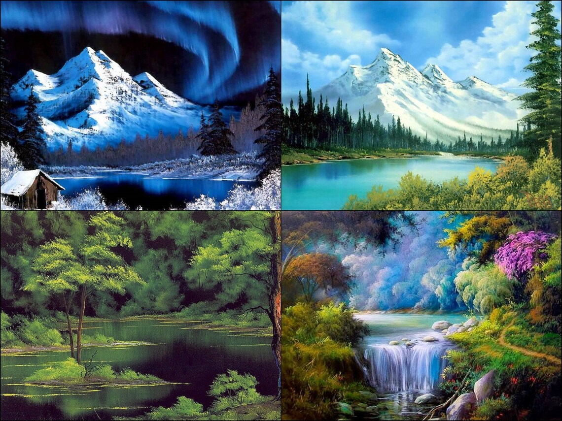 Bob ross paintings collage wall art the joy of paintings Etsy