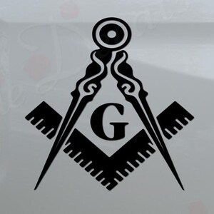 Freemasonry Ruler Compass Masonic Symbol #01 Die Cut Vinyl Decal Sticker For Car Truck Motorcycle Window Bumper Wall Home Office Decor