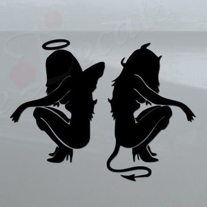 Sexy Angel Devil Girls Nice And Naughty Die Cut Vinyl Decal Sticker For Car Truck Motorcycle Window Bumper Wall Home Decor