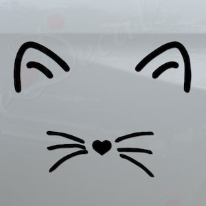 Cute Cat Face Ears Whiskers Kitty Kitten Pet Die Cut Vinyl Decal Sticker For Car Truck Motorcycle Window Bumper Wall Home Decor