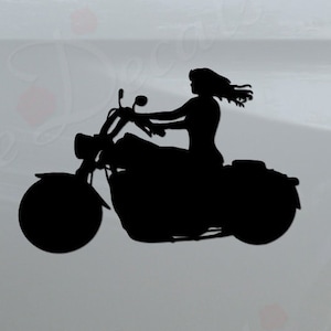 Girl Riding Motorcycle Motorbike Hog Rider Die Cut Vinyl Decal Sticker For Car Truck Motorcycle Window Bumper Wall Home Decor