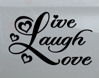 Live Laugh Love Heart Inspiration Quote Mental Health Die Cut Vinyl Decal Sticker For Car Truck Motorcycle Window Bumper Wall Home Decor
