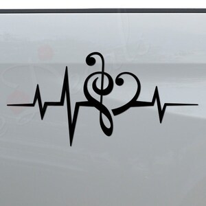 Treble Bass Clef Music Notes Heart Love Heartbeat Lifeline Die Cut ...
