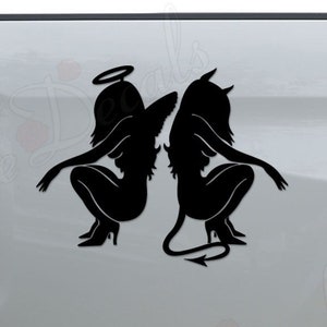 Sexy Angel Devil Girls Die Cut Vinyl Decal Sticker For Car Truck Motorcycle Window Bumper Wall Home Office Decor