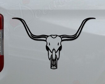 Texas Longhorn Bull Cow Cattle Skull Head  Die Cut Vinyl Decal Sticker For Car Truck Motorcycle Window Bumper Wall Home Office Decor
