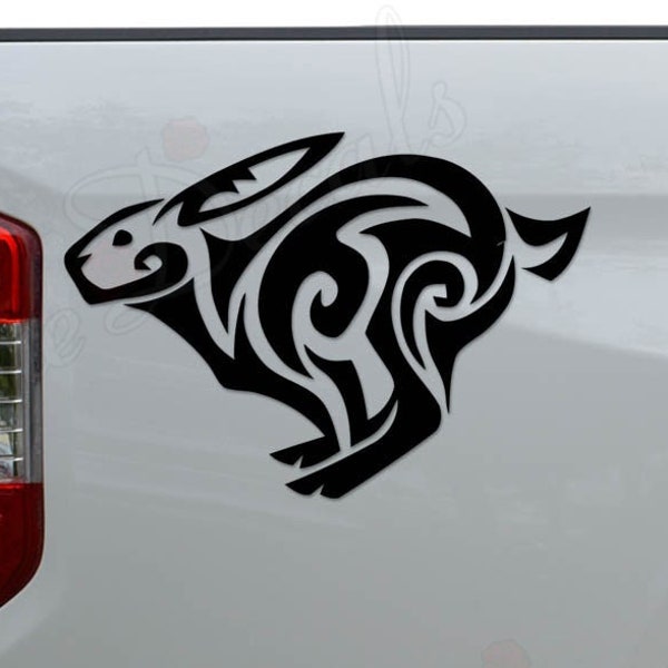 Rabbit Running Bunny Hare Tribal Art Tattoo Die Cut Vinyl Decal Sticker For Car Truck Motorcycle Window Bumper Wall Home Office Decor