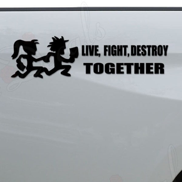 Hatchet Man Girl Live Fight Destroy Together Die Cut Vinyl Decal Sticker For Car Truck Motorcycle Window Bumper Wall Home Office Decor