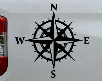 Nautical Rose Compass Navigation Navigator Vinyl Decal Sticker: Car, Truck, Window, Bumper, Wall, Laptop Decor