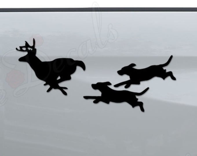CHASING TAIL Dogs Running Deer VINYL Decal Sticker Diesel Truck Car ...