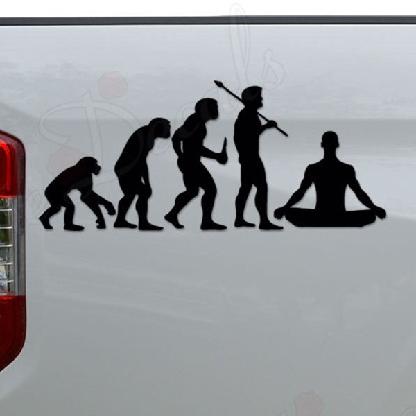 Ape Human Evolution of Zen Meditation Die Cut Vinyl Decal Sticker For Car Truck Motorcycle Window Bumper Wall Home Office Decor