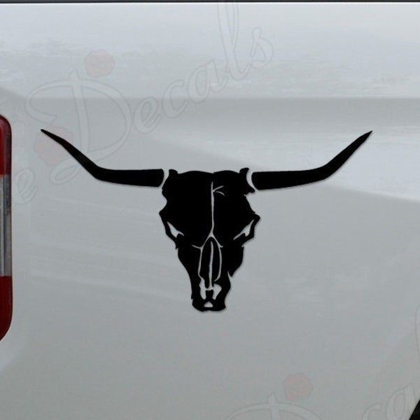 Texas Longhorn Bull Cow Cattle Skull Head  Die Cut Vinyl Decal Sticker For Car Truck Motorcycle Window Bumper Wall Home Office Decor