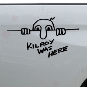 Kilroy Was Here Construction Worker Die Cut Vinyl Decal Sticker For Car Truck Motorcycle Window Bumper Wall Home Office Decor